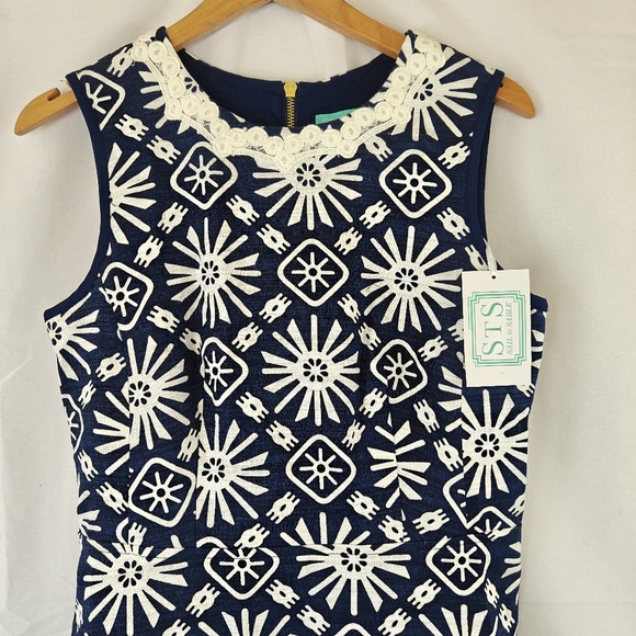 Tuckernuck Sail To Sable NWT Basket Weave Drop Fit & Flare Dress in Navy Sun 4 - Picture 7 of 14